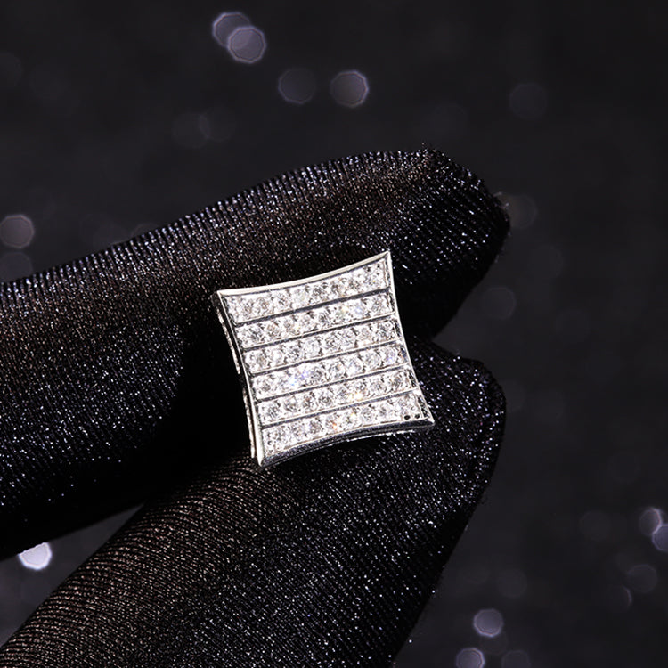 Multi-Stone Crushed Square Stud Earrings