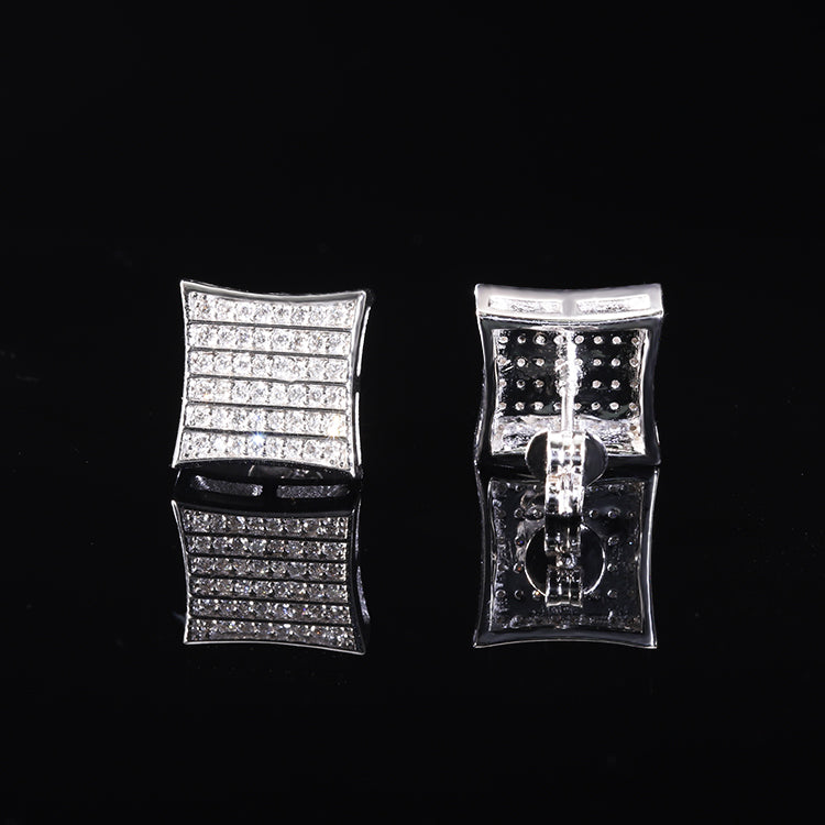 Multi-Stone Crushed Square Stud Earrings