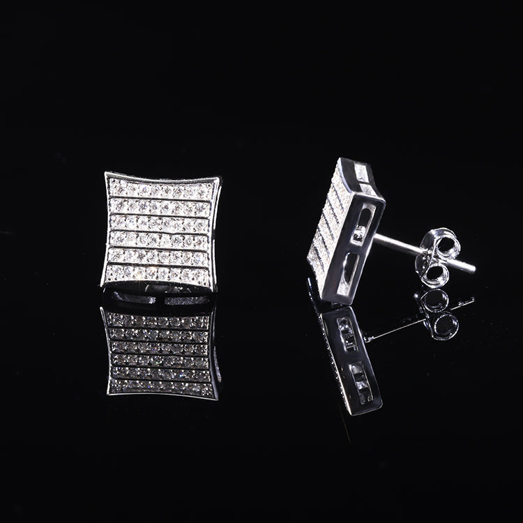 Multi-Stone Crushed Square Stud Earrings