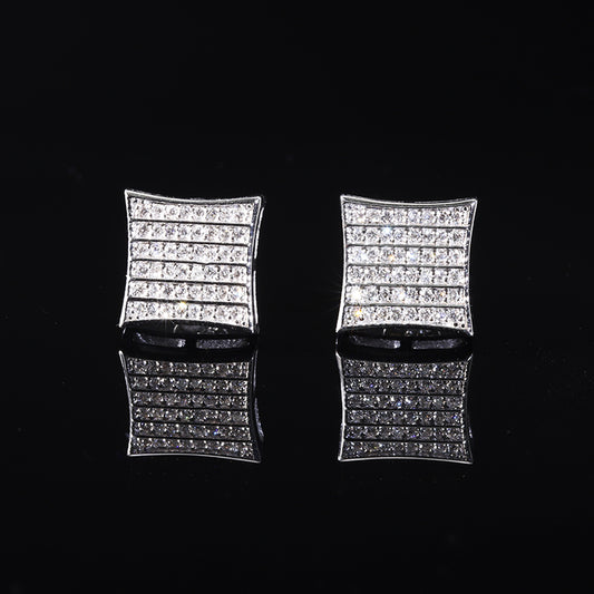 Multi-Stone Crushed Square Stud Earrings