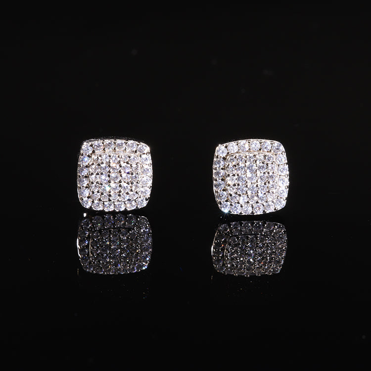 Multi-Stone Square Stud Earrings