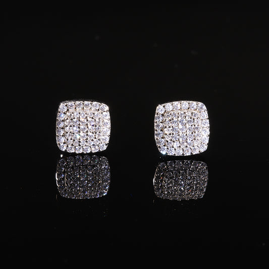 Multi-Stone Square Stud Earrings